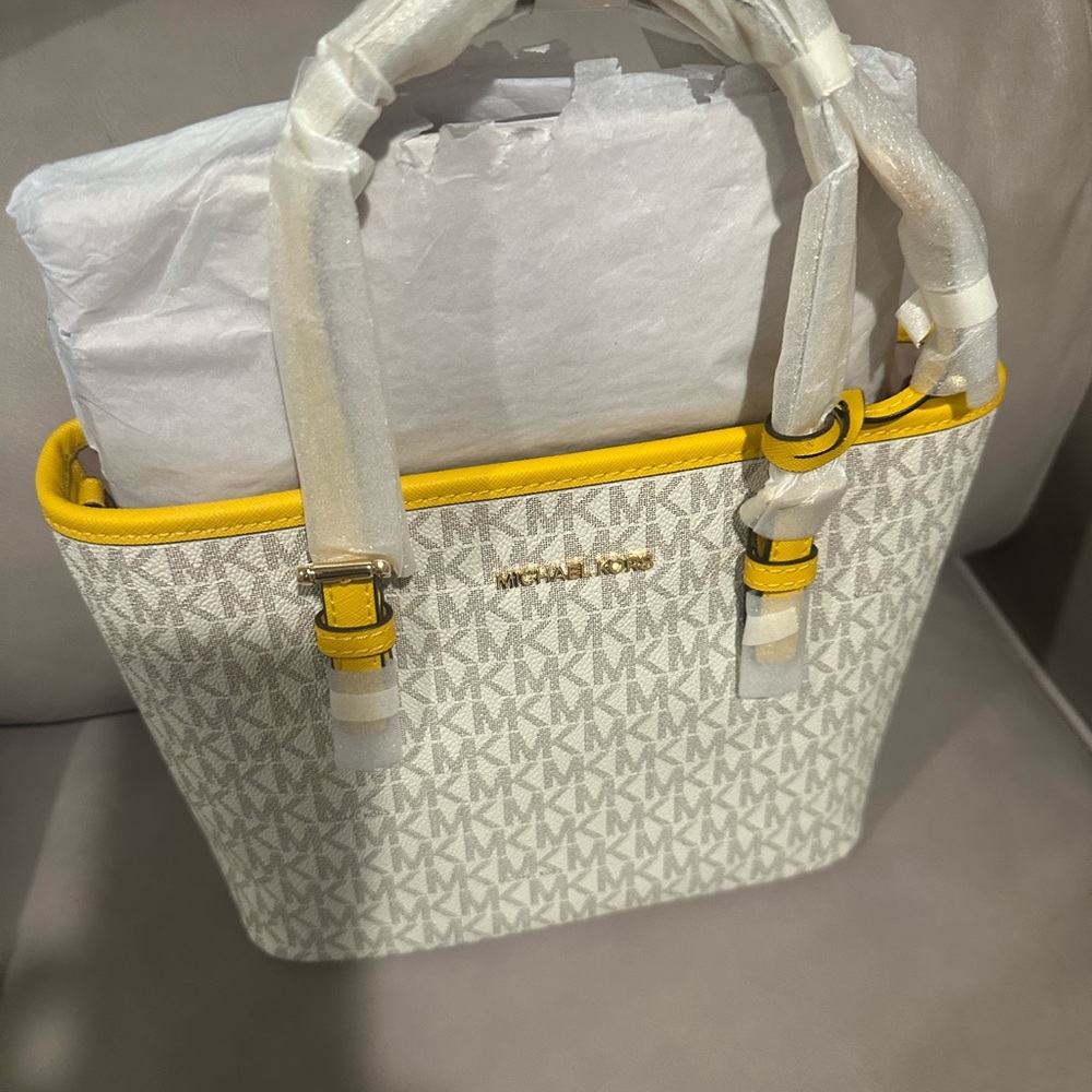 Michael Kors White and Yellow Women's Bag